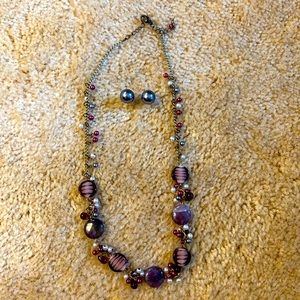 Murano Glass Bead Necklace and Earring Set